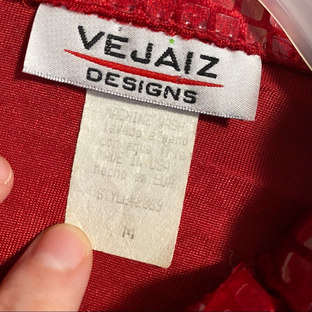 Vintage Vejaiz Design red sequin zip up jacket size medium - Picture 3 of 3